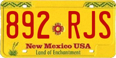 NM license plate 892RJS