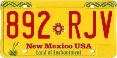NM license plate 892RJV