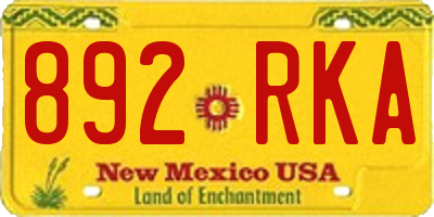 NM license plate 892RKA