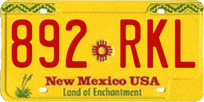 NM license plate 892RKL