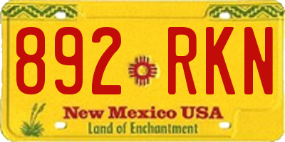 NM license plate 892RKN
