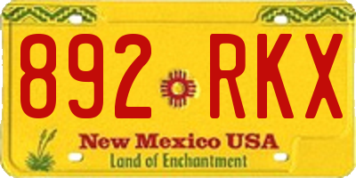 NM license plate 892RKX