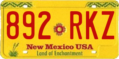 NM license plate 892RKZ