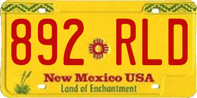 NM license plate 892RLD