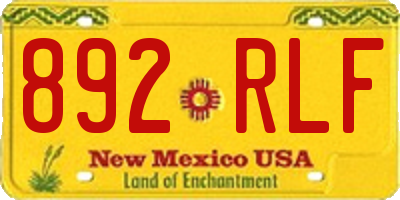 NM license plate 892RLF