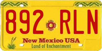 NM license plate 892RLN