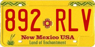 NM license plate 892RLV