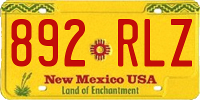 NM license plate 892RLZ