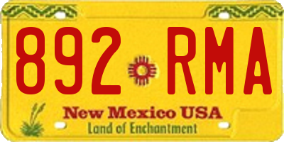NM license plate 892RMA