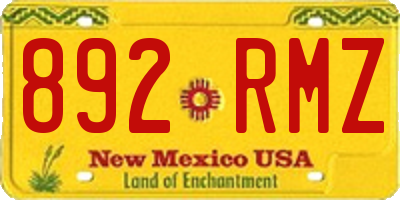 NM license plate 892RMZ