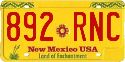 NM license plate 892RNC