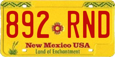 NM license plate 892RND