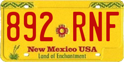 NM license plate 892RNF