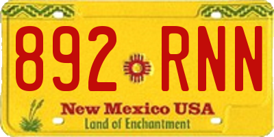 NM license plate 892RNN