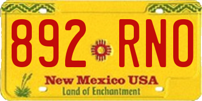 NM license plate 892RNO