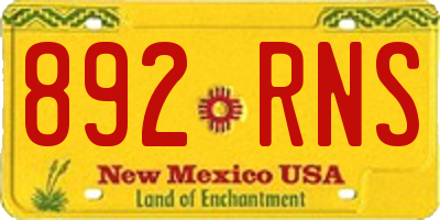 NM license plate 892RNS