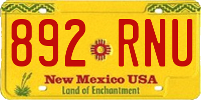 NM license plate 892RNU