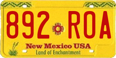 NM license plate 892ROA