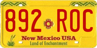 NM license plate 892ROC