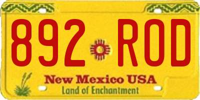 NM license plate 892ROD