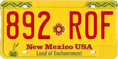 NM license plate 892ROF
