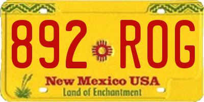 NM license plate 892ROG