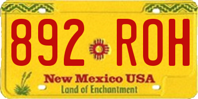 NM license plate 892ROH
