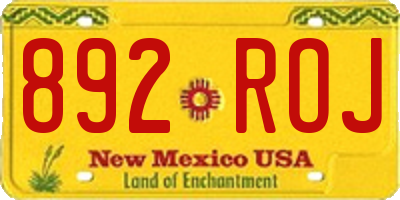 NM license plate 892ROJ