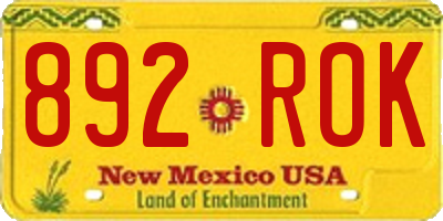 NM license plate 892ROK
