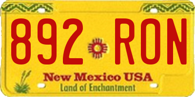 NM license plate 892RON