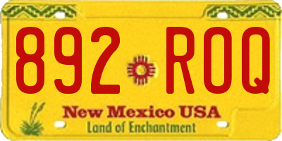 NM license plate 892ROQ