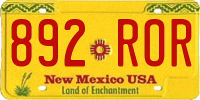 NM license plate 892ROR