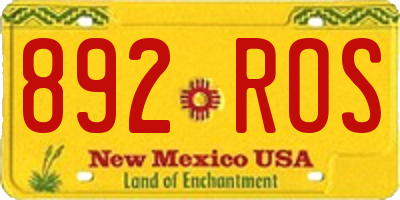 NM license plate 892ROS