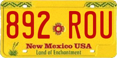 NM license plate 892ROU