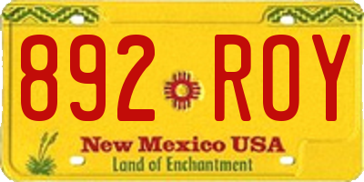 NM license plate 892ROY