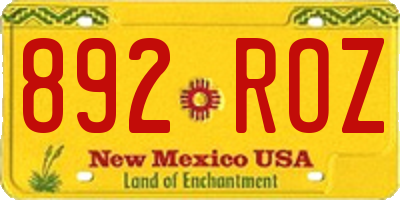 NM license plate 892ROZ