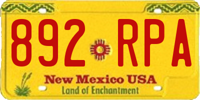 NM license plate 892RPA