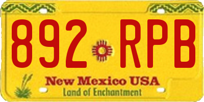 NM license plate 892RPB