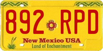 NM license plate 892RPD