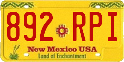 NM license plate 892RPI