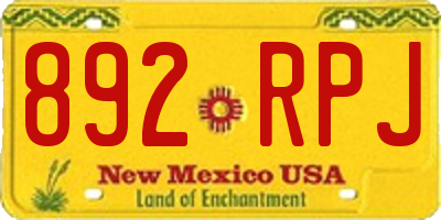 NM license plate 892RPJ