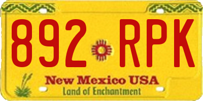 NM license plate 892RPK