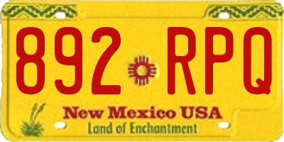 NM license plate 892RPQ