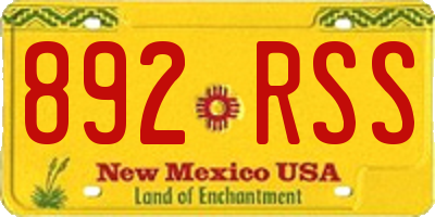 NM license plate 892RSS