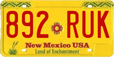 NM license plate 892RUK