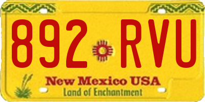 NM license plate 892RVU