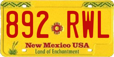 NM license plate 892RWL