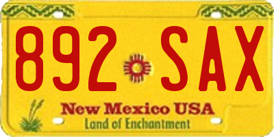 NM license plate 892SAX