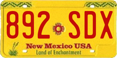 NM license plate 892SDX