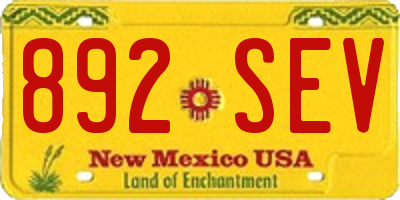 NM license plate 892SEV